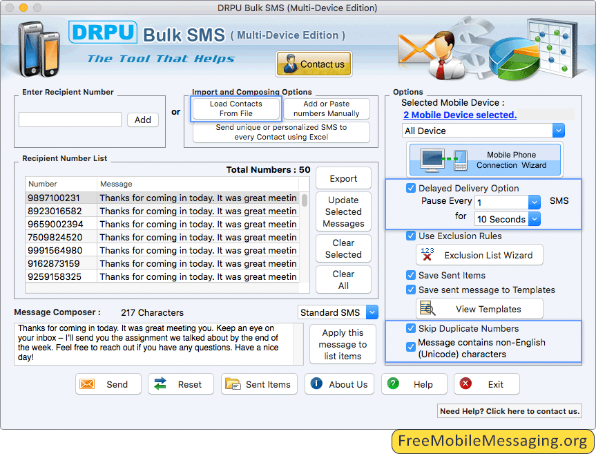 Mac Bulk SMS Software - Multi device