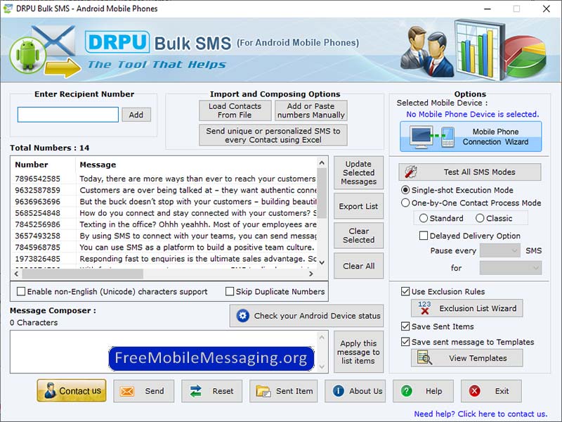 Screenshot of Android Mobile Messaging Software