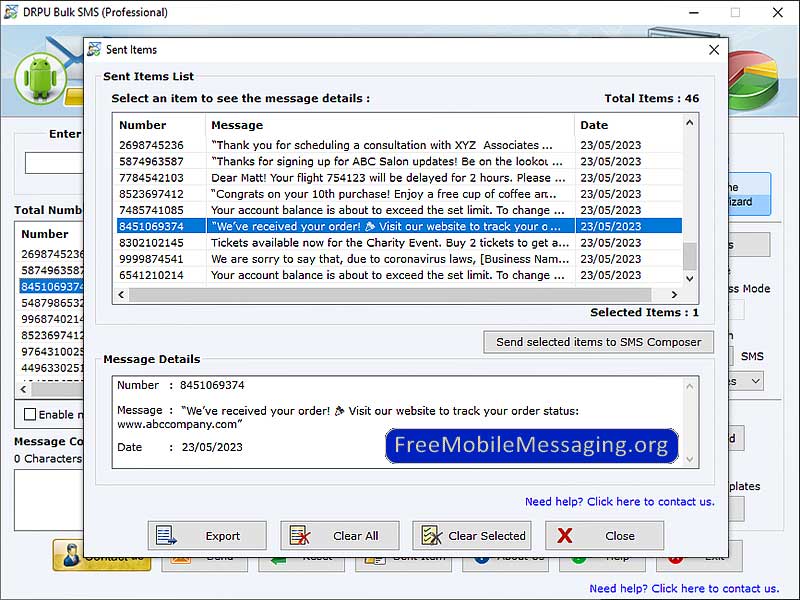 Screenshot of USB Modem SMS Messaging Software