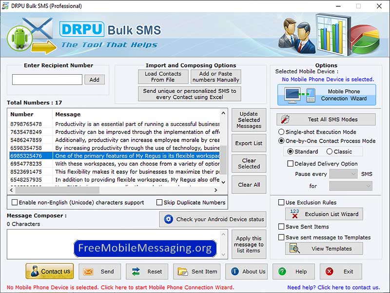 Screenshot of GSM Mobile Messaging Tool