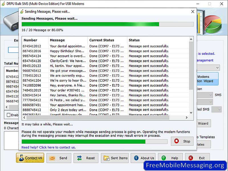 Screenshot of Modem Bulk SMS Software