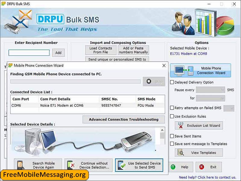 Screenshot of Mobile Bulk Messaging